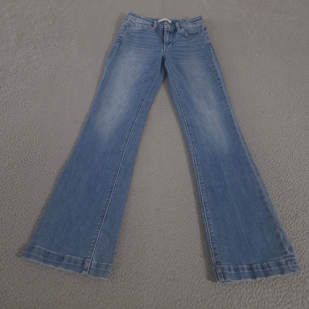 Flying Monkey Jeans Womens 27 Blue Mid-Rise Bootcut Stretch Light Wash Denim